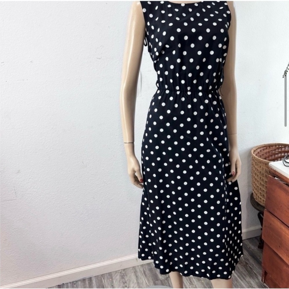 Vintage Dani/Michaels polka dots Sleeveless Crew Neck Midi Sundress - Picture 2 of 16